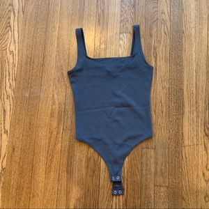 Express square neck sleeveless bodysuit dark grey